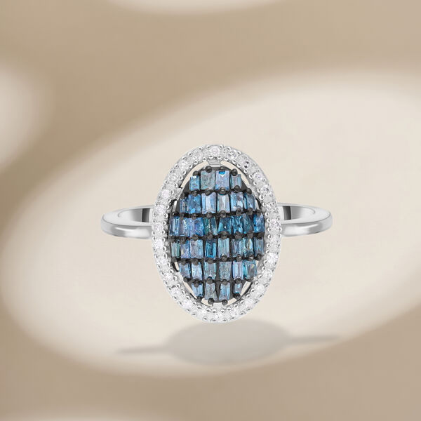 Blauer Diamant Ring, 925 Silber platiniert, ca. 0.50 ct image number 1