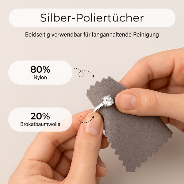 3-schichtige Schmuckbox aus Samt mit 5 Silberputztüchern in Dunkelblau, 24,5x17x11,5cm image number 4