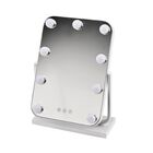 Hollywood-Spiegel, drehbar, mit 9 LEDs, 30x40 cm, Touch-Dimm-Sensor, dreifarbiges Licht, Metall und Glas