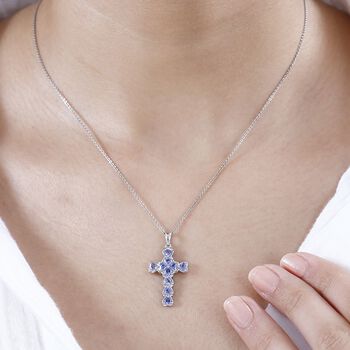 Tansanit Anh&auml;nger, 925 Silber rhodiniert - 1 ct.