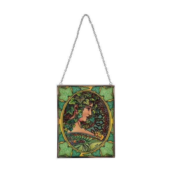 Handbemalter Glas-Sonnenf&auml;nger, Alphonse-Mucha-Design, 12&times;15cm, Mehrfarbig image number 2