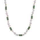 Weiße Muschelkernperle, Grüner Quarz Halskette ca. 45 cm+ 5 cm Extender, Std Gelb