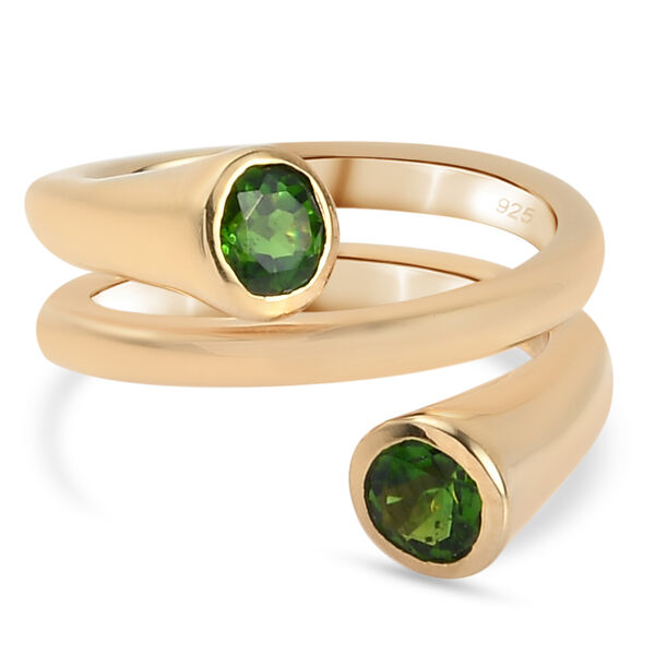 Nat&uuml;rlicher Chromdiopsid Ring 925 Silber vergoldet  ca. 0,98 ct