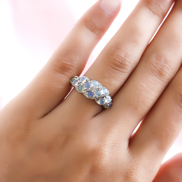 Nat&uuml;rlicher, &auml;thiopischer Opal-Ring, 925 Silber platiniert  ca. 1,16 ct image number 3