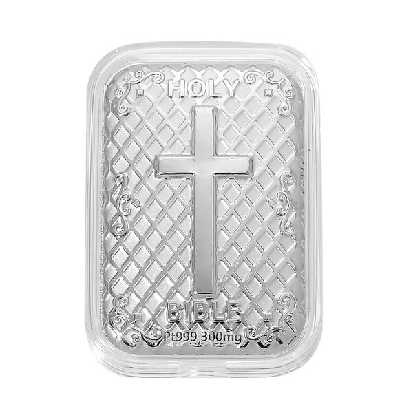 999 Platin-Folie mit Bibel-Motiv, 300mg, 3,1x4,5cm