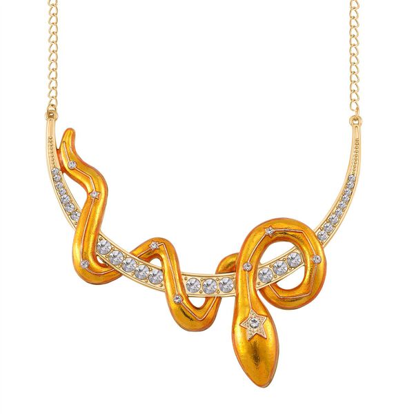 Gelbgold emaillierte wei&szlig;e Kristall-Halskette, 50 cm