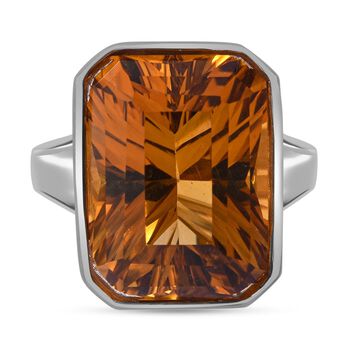 Citrin Ring, 925 Silber rhodiniert, (Gr&ouml;&szlig;e 17.00) ca. 17.40 ct