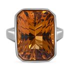 Citrin Ring, 925 Silber rhodiniert, (Größe 17.00) ca. 17.40 ct