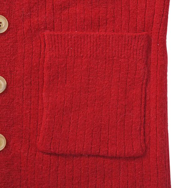 longline coatigan with bottonsMaterial: PBT26%, nylon 32%, acrylic 42%Size:50*90cmWeight:700gColor: red image number 6