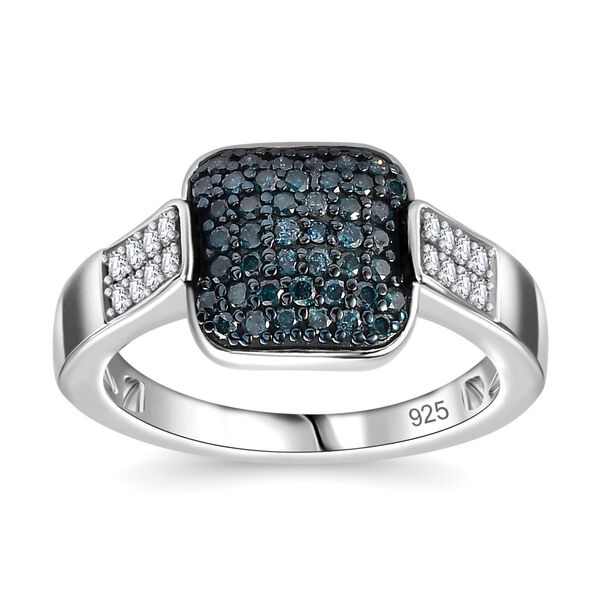 Wei&szlig;er und blauer Diamant-Ring - 0,48 ct. image number 4