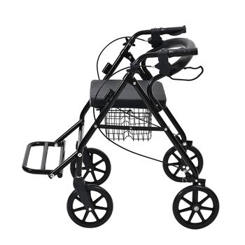 Rollator mit Sitzfunktion, stabile Gehhilfe, 57x79x83-93cm, Schwarz