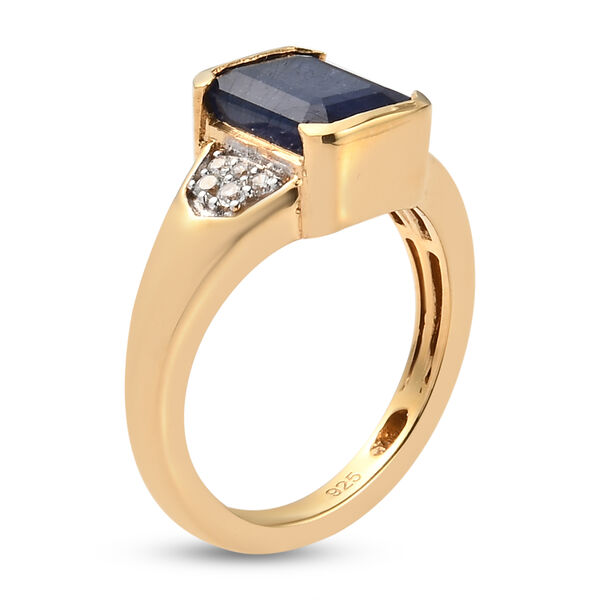 Masoala Saphir und Zirkon Ring, 925 Silber vergoldet, 3,39 ct. image number 5