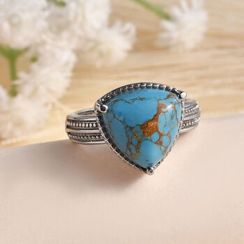 Blauer T&uuml;rkis Ring, 316L Edelstahl (Gr&ouml;&szlig;e 21.00) ca. 5.08 ct