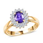 AAA Lila Saphir, Weißer Diamant Ring 585 Gold (Größe 20.00) ca. 1,38 ct