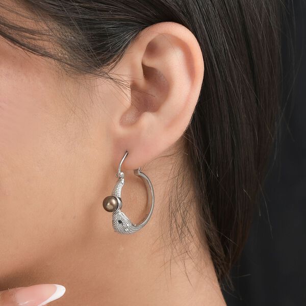 S&uuml;&szlig;wasser-Pfauperle und schwarze Spinell-Ohrringe image number 3