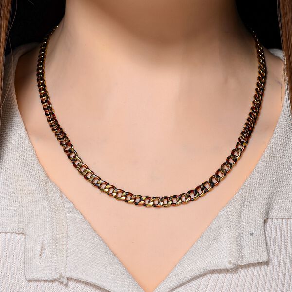 Leoparden-Print Panzer Halskette aus 316L Edelstahl mit Goldplattierung, ca. 50 cm + 5 cm Extender image number 2