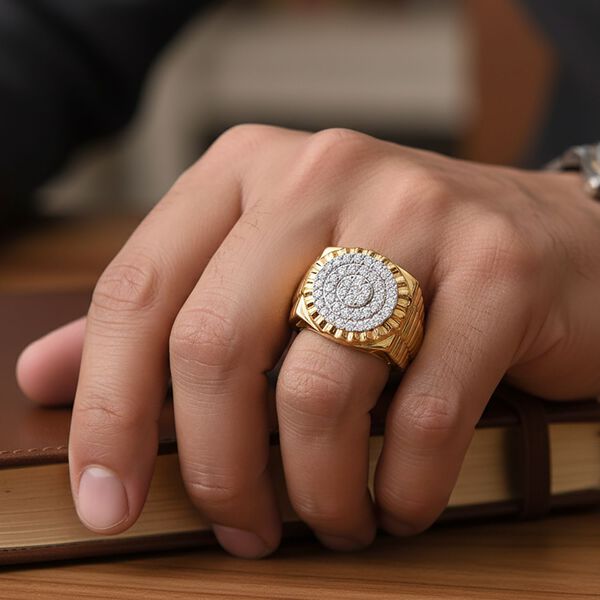 D'Joy Moissanit zweifarbiger Herrenring - 1,47 ct. image number 3