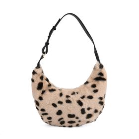 Leopardenmuster-Hobo-Tasche, 30x20 cm, Beige-Coffee