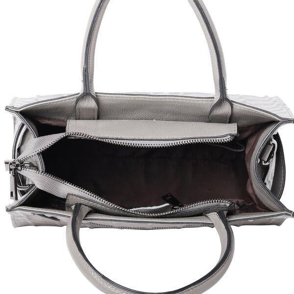 Crossbody Tasche aus echtem Leder mit Rei&szlig;verschluss und mehreren Taschen, Gr&ouml;&szlig;e 31x15x30 cm, Hellgrau image number 4