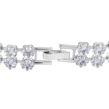 Zweilagiges wei&szlig;es Zirkonia 19cm Armband in Silberton