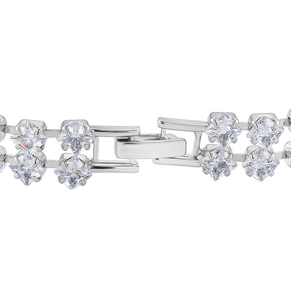 Zweilagiges wei&szlig;es Zirkonia 19cm Armband in Silberton image number 3