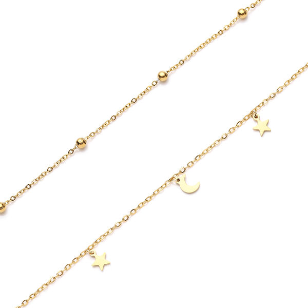 Halskette, ca. 36 cm, Edelstahl Goldfarben image number 3