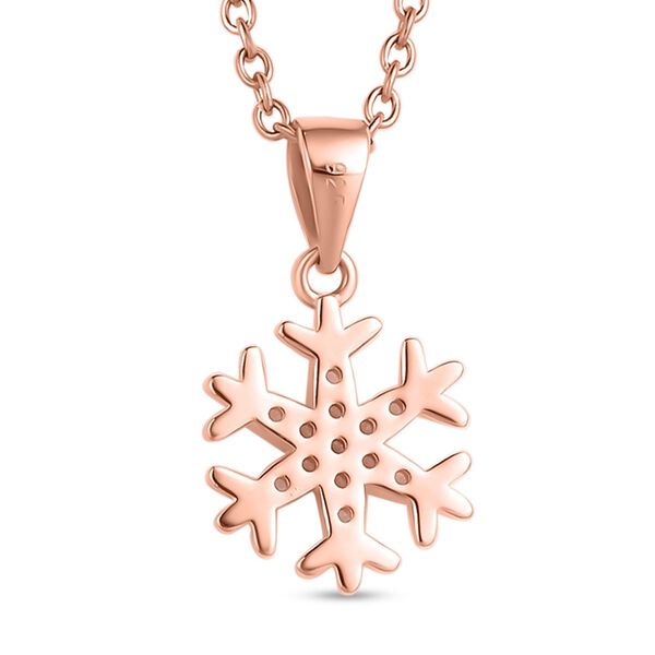 Ros&eacute;vergoldeter Zirkonia Schneeflocken Halskette, 925 Silber, ca. 0,13 ct image number 5