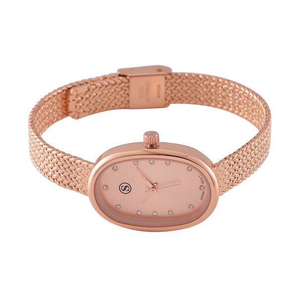 STRADA - Elegante Armbanduhr mit Japanischem PC21S Werk, Stahlsonnenschliff-Zifferblatt und 316L Edelstahl armband, 316L Edelstahl , 19 cm, silberfarben image number 4