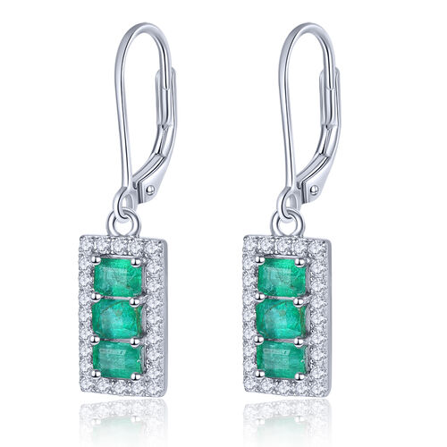AAA Kagem sambische Smaragd und Zirkon-Ohrhänger - 1,72 ct. image number 0