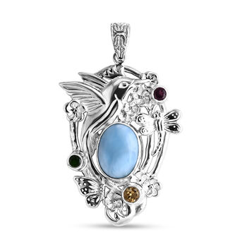 D'Joy Royal Bali Larimar, Citrin, Rhodolith Granat und Chromdiopsid Anh&auml;nger - 11,69 ct.