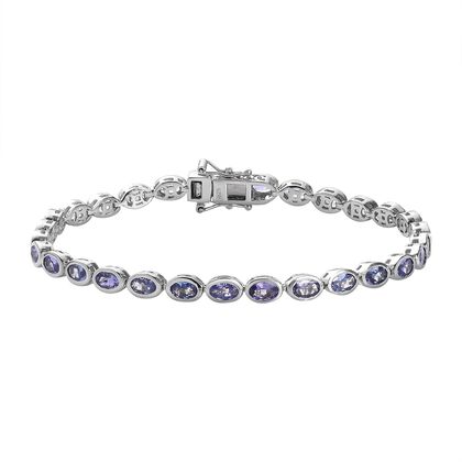 Tansanit Armband, ca. 19 cm, 925 Silber platiniert ca. 6.41 ct