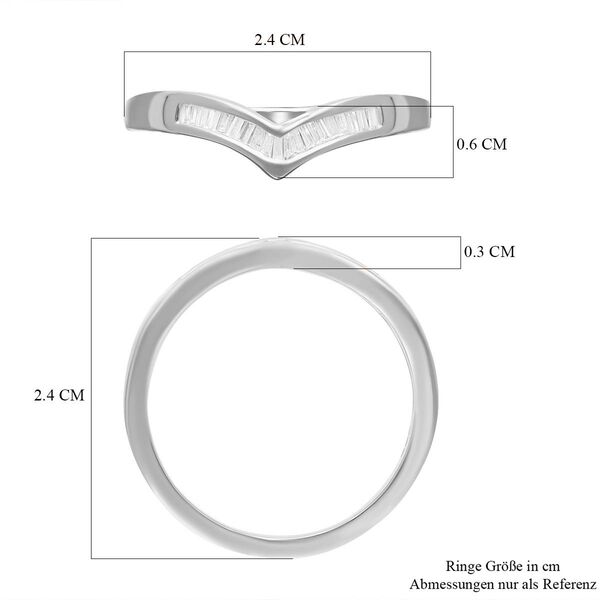 Wishbone Diamant-Ring in platiniertem Silber - 0,17 ct. image number 6