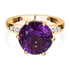 Afrikanischer Amethyst, wei&szlig;er Zirkon Ring, 925 Silber Gelbgold Vermeil (Gr&ouml;&szlig;e 17.00) ca. 7.20 ct