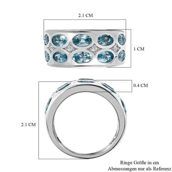 Kambodschanischer blauer und wei&szlig;er Zirkon-Ring - 3,73 ct. image number 6