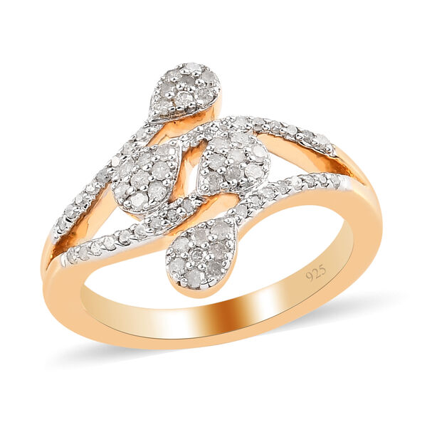 Diamant Bypass Ring 925 Silber Gelbgold Vermeil image number 4