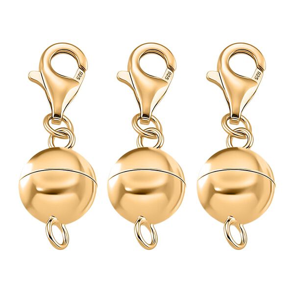 3er Set - Magnetverschluss Rundform, mit Karabinerverschluss, 925 Silber, ca. 3,00g