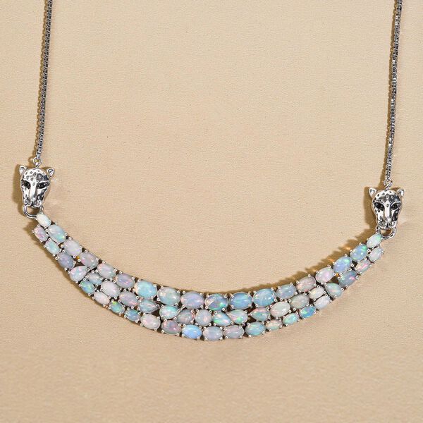 Nat&uuml;rliche, &auml;thiopische Welo Opal-Halskette in Silber, 15,63 ct. image number 3