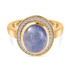 Nat&uuml;rlicher Hackmanit und wei&szlig;er Zirkon-Ring, 925 Silber Gelbgold Vermeil (Gr&ouml;&szlig;e 17.00) ca. 3,49 ct