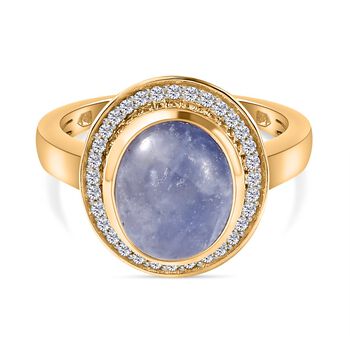 Nat&uuml;rlicher Hackmanit und wei&szlig;er Zirkon-Ring, 925 Silber Gelbgold Vermeil (Gr&ouml;&szlig;e 17.00) ca. 3,49 ct