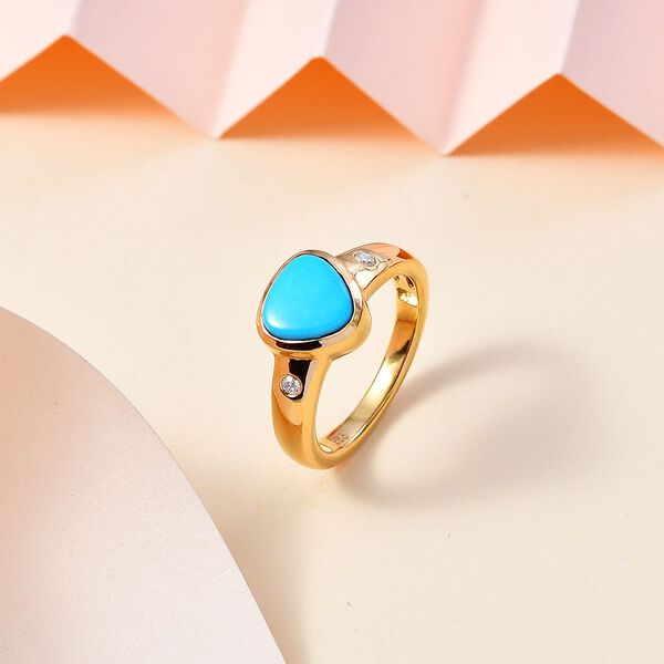 AAA Sleeping Beauty Türkis und Moissanit Ring - 1,36 ct. image number 2