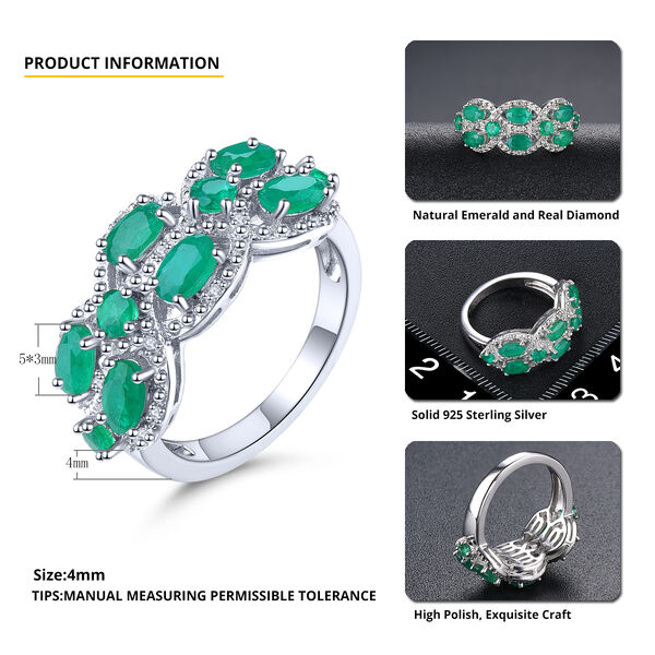 AAA Kagem sambischer Smaragd und Zirkon-Ring - 1,93 ct. image number 4