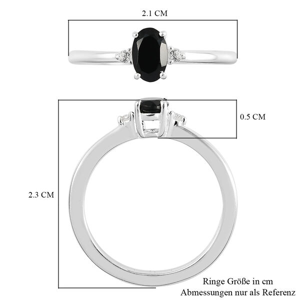 Schwarzer Spinell und Weißer Simulierter Diamant Ring 925 Silber  ca. 0,63 ct image number 7
