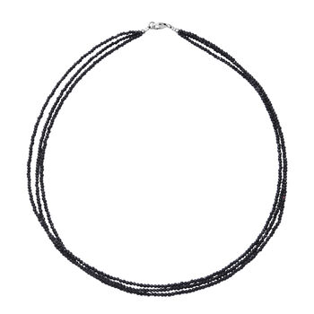 Schwarzer Spinell Halskette, ca. 45 cm, 925 Silber, ca. 45.00 ct