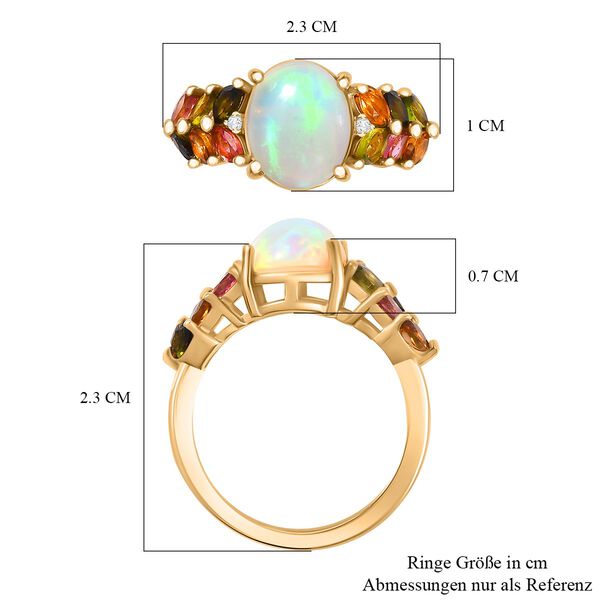 AA nat&uuml;rlicher, &auml;thiopischer Welo Opal, Zirkon und Multi-Turmalin-Ring - 2,70 ct. image number 8