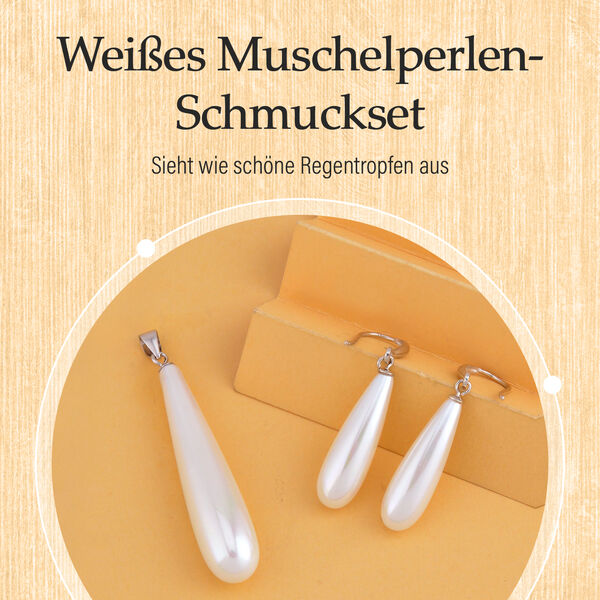 Königin der Edelsteine- Weißes Muschelperlen-Schmuckset image number 9