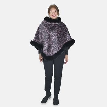 Warm und weich: Kunstpelz-Poncho mit Leopardenmuster, 70x92 cm, rosa