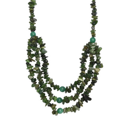 EVER TRUE Nephrit, Gr&uuml;ner Aventurin Halskette ca. 45 cm Nickelfreies Messing Platiniert ca. 394.00 ct