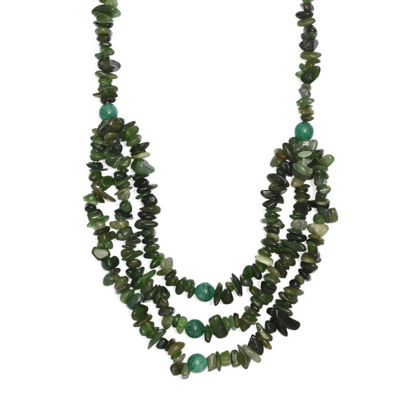 EVER TRUE Nephrit, Gr&uuml;ner Aventurin Halskette ca. 45 cm Nickelfreies Messing Platiniert ca. 394.00 ct