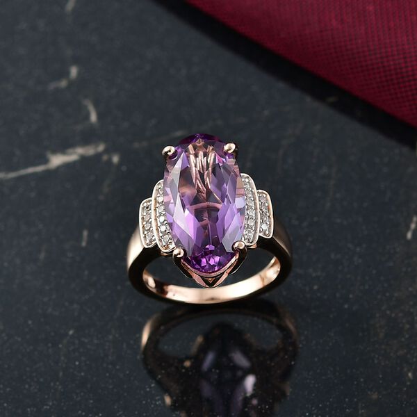 D'Joy AAA Rose De France Amethyst und Zirkon Ring - 9,17 ct. image number 2
