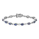 Tansanit Armband ca. 19 cm 925 Silber platiniert ca. 3.38 ct